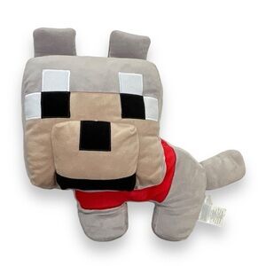 Minecraft Plush Wolf Pillow Dog Stuffed Animal Toy Character Grey Stuffy 16 Inch